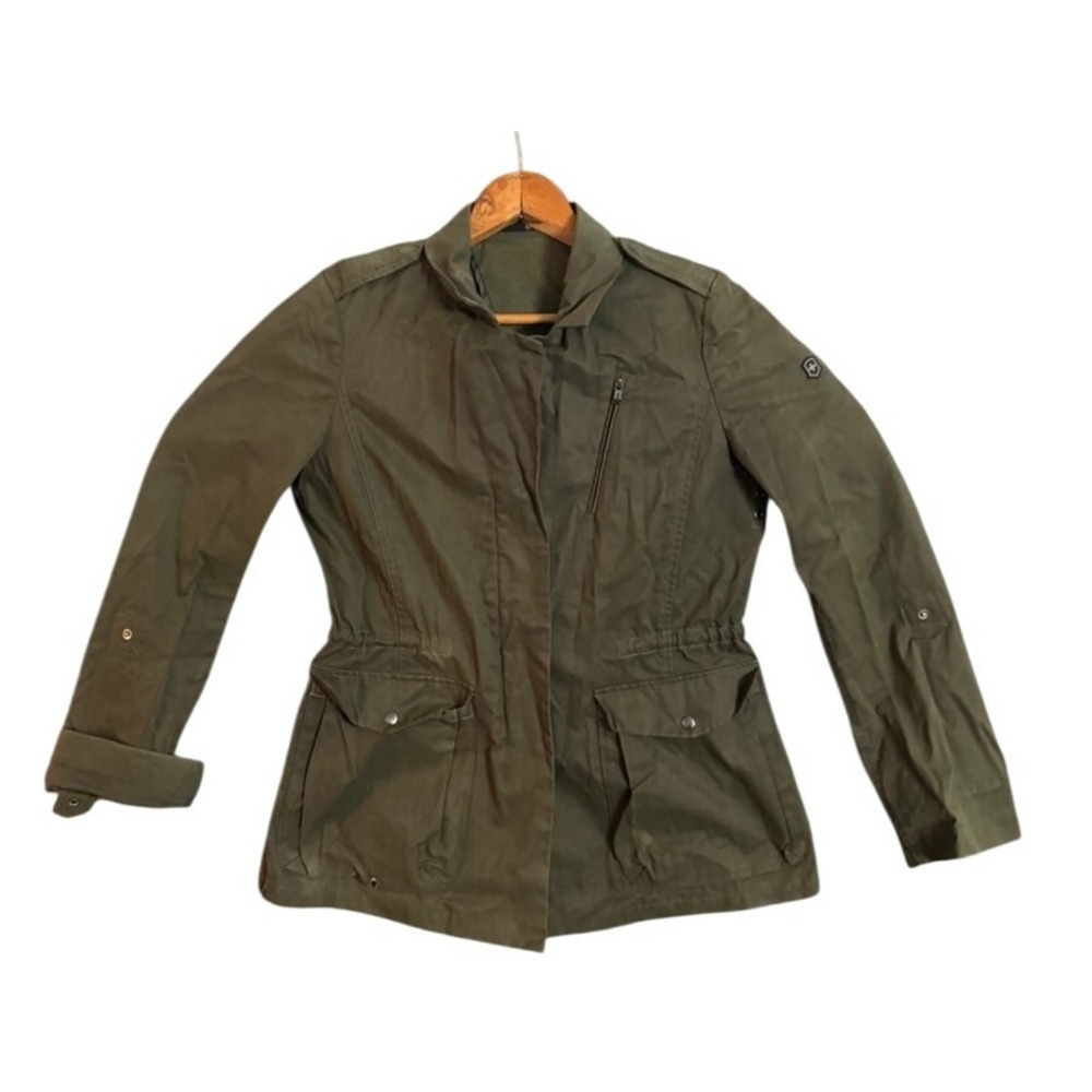 VICTORINOX Utility Jacket Olive Green Utility Pockets Zip Front Women M